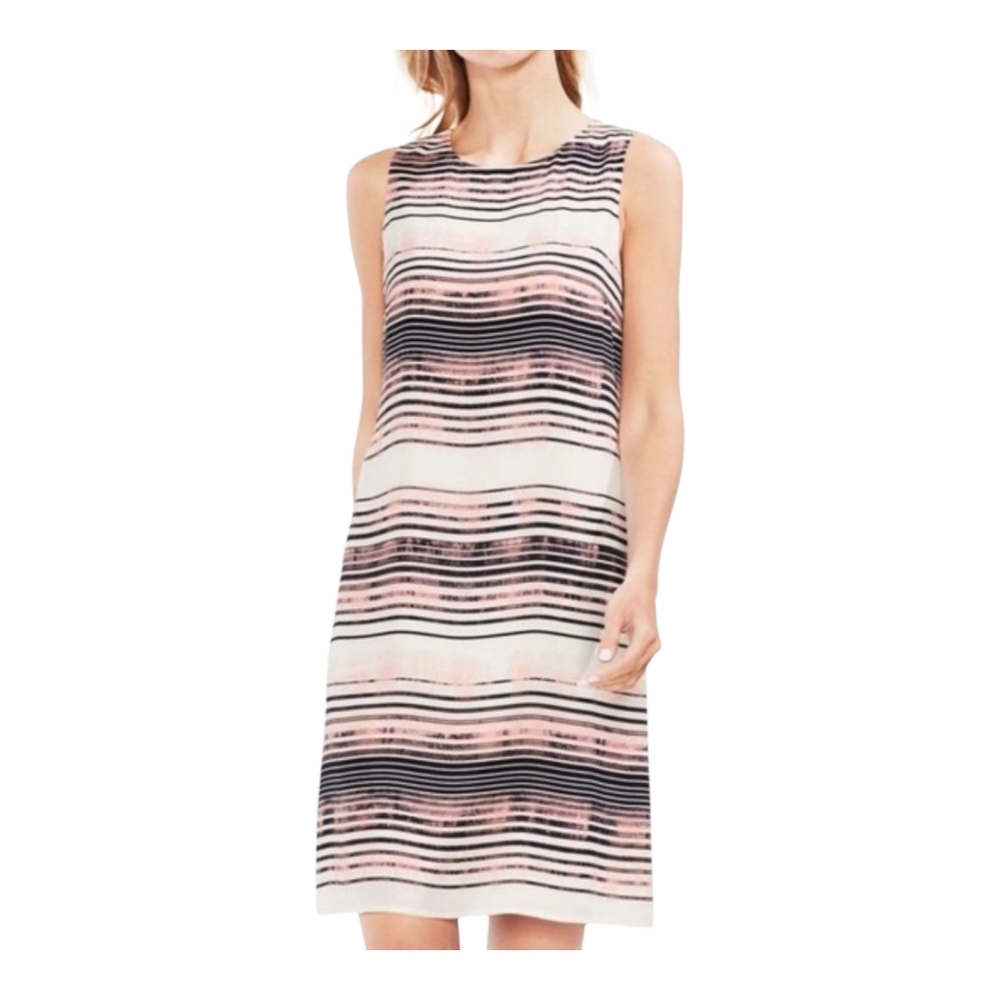 VINCE CAMUTO  Shift Dress Ancient Muse Striped Sleeveless LARGE‎
